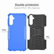 For Samsung Galaxy A24 4G Tire Texture TPU + PC Phone Case with Holder(Black)