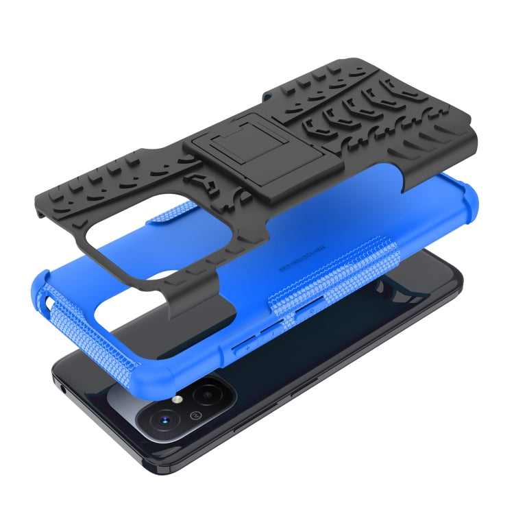For Xiaomi Redmi 12C Tire Texture TPU + PC Phone Case with Holder(Blue)
