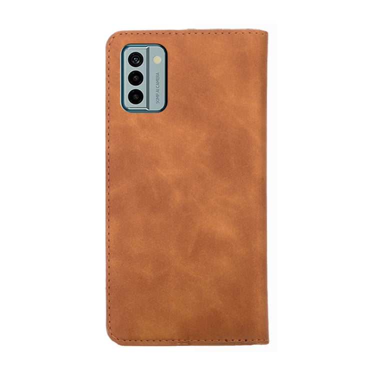For Nokia G22 Skin Feel Magnetic Horizontal Flip Leather Phone Case(Light Brown)