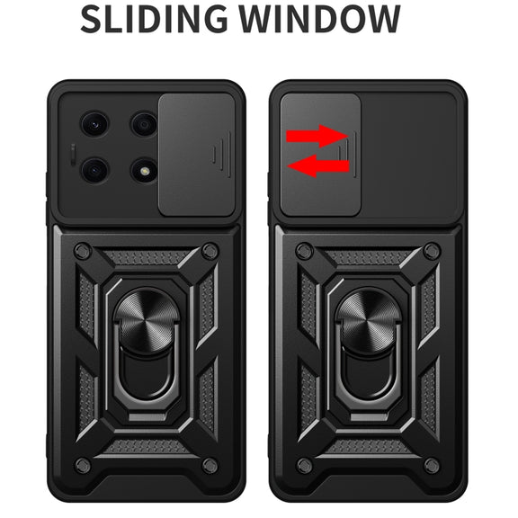 For Honor X8a 4G Sliding Camera Cover Design TPU + PC Phone Case(Black)