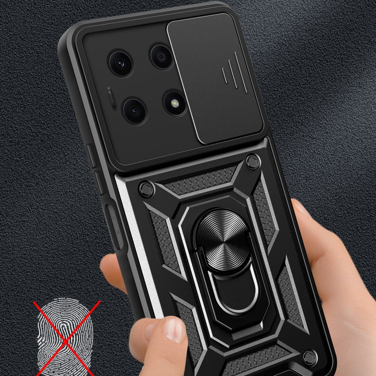 For Honor X8a 4G Sliding Camera Cover Design TPU + PC Phone Case(Black)