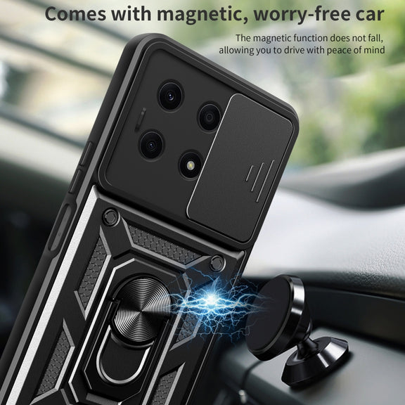 For Honor X8a 4G Sliding Camera Cover Design TPU + PC Phone Case(Black)