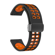 20mm Double-row Hole Folding Black Buckle Two-color Silicone Watch Band(Black Orange)