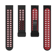 20mm Double-row Hole Folding Black Buckle Two-color Silicone Watch Band(Black Red)