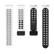 22mm Double-row Hole Folding Black Buckle Two-color Silicone Watch Band(White Black)