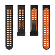 22mm Double-row Hole Folding Black Buckle Two-color Silicone Watch Band(Black Orange)