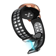 22mm Double-row Hole Folding Black Buckle Two-color Silicone Watch Band(Black Grey)