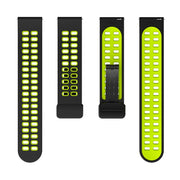 22mm Double-row Hole Folding Black Buckle Two-color Silicone Watch Band(Black Green)