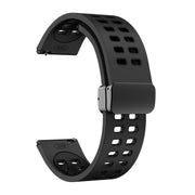 22mm Double-row Hole Folding Black Buckle Two-color Silicone Watch Band(Black)