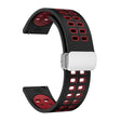 20mm Double-row Hole Folding Silver Buckle Two-color Silicone Watch Band(Black Red) - Smart Wear by PMC TechLife | Online Shopping South Africa | PMC TechLife