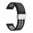20mm Double-row Hole Folding Silver Buckle Two-color Silicone Watch Band(Black Grey) - Smart Wear by PMC TechLife | Online Shopping South Africa | PMC TechLife