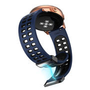 20mm Double-row Hole Folding Silver Buckle Two-color Silicone Watch Band(Black)