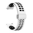 22mm Double-row Hole Folding Silver Buckle Two-color Silicone Watch Band(White Black) - Smart Wear by PMC TechLife | Online Shopping South Africa | PMC TechLife