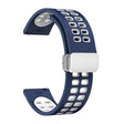 22mm Double-row Hole Folding Silver Buckle Two-color Silicone Watch Band(Midnight Blue White) - Smart Wear by PMC TechLife | Online Shopping South Africa | PMC TechLife