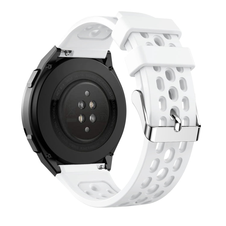 For Huawei Watch GT 2e Solid Color Round Hole Silicone Watch Band(White) - Smart Wear by PMC TechLife | Online Shopping South Africa | PMC TechLife