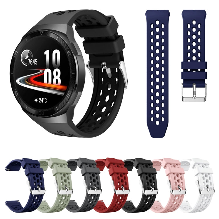 For Huawei Watch GT 2e Solid Color Round Hole Silicone Watch Band(Pink)