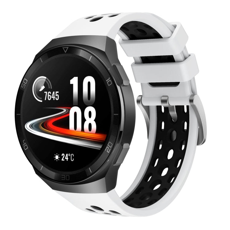 For Huawei Watch GT 2e Two Color Round Hole Silicone Watch Band(White Balck) - Smart Wear by PMC TechLife | Online Shopping South Africa | PMC TechLife