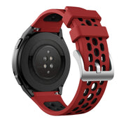 For Huawei Watch GT 2e Two Color Round Hole Silicone Watch Band(Red Balck)