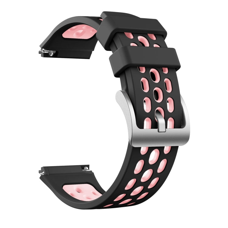 For Huawei Watch GT 2e Two Color Round Hole Silicone Watch Band(Balck Light Pink) - Smart Wear by PMC TechLife | Online Shopping South Africa | PMC TechLife