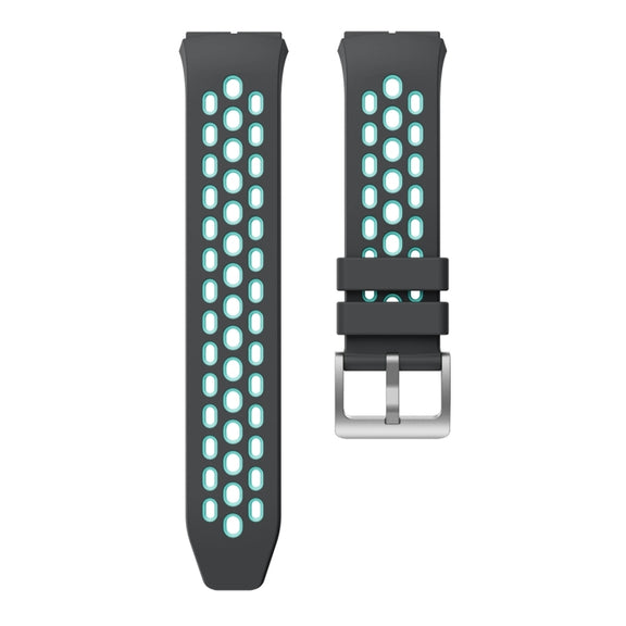 For Huawei Watch GT 2e Two Color Round Hole Silicone Watch Band(Grey Green)