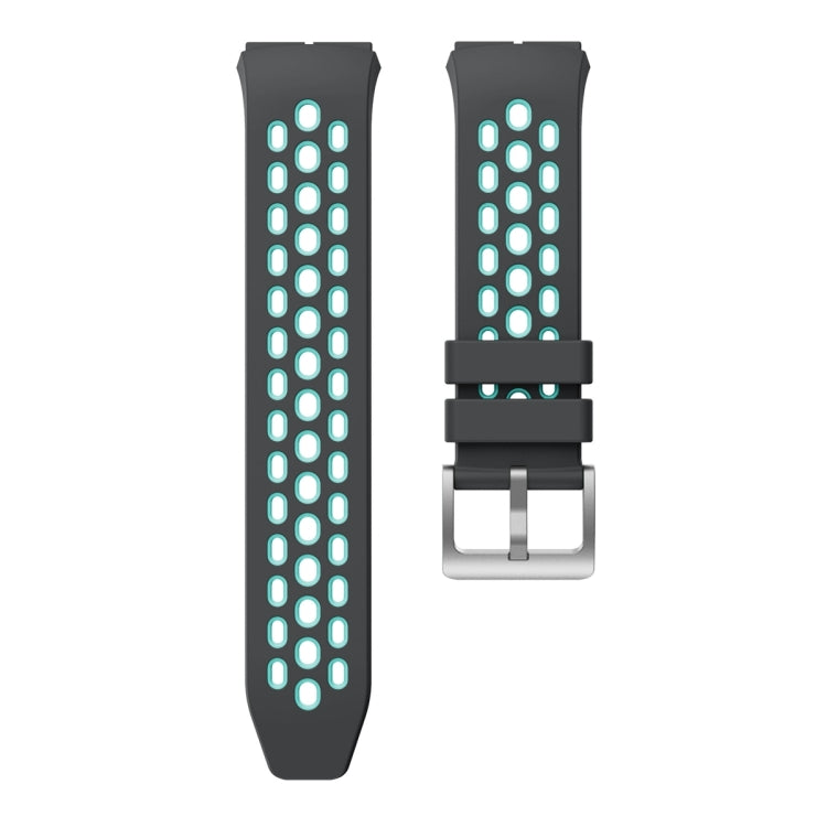 For Huawei Watch GT 2e Two Color Round Hole Silicone Watch Band(Grey Green)