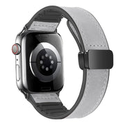 Magnetic Folding Silicone Leather Watch Band For Apple Watch Series 8&7 41mm / SE 2&6&SE&5&4 40mm / 3&2&1 38mm (Grey)