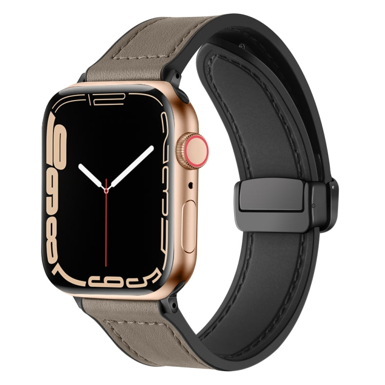 Magnetic Folding Silicone Leather Watch Band For Apple Watch Series 8&7 41mm / SE 2&6&SE&5&4 40mm / 3&2&1 38mm (Taupe) - Watch Bands by PMC TechLife | Online Shopping South Africa | PMC TechLife