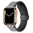 Magnetic Folding Silicone Leather Watch Band For Apple Watch Ultra 49mm / Series 8&7 45mm / SE 2&6&SE&5&4 44mm / 3&2&1 42mm (Grey) - Watch Bands by PMC TechLife | Online Shopping South Africa | PMC TechLife