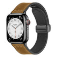 Magnetic Folding Silicone Leather Watch Band For Apple Watch Ultra 49mm / Series 8&7 45mm / SE 2&6&SE&5&4 44mm / 3&2&1 42mm (Light Brown) - Watch Bands by PMC TechLife | Online Shopping South Africa | PMC TechLife