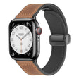 Magnetic Folding Silicone Leather Watch Band For Apple Watch Ultra 49mm / Series 8&7 45mm / SE 2&6&SE&5&4 44mm / 3&2&1 42mm (Dark Brown) - Watch Bands by PMC TechLife | Online Shopping South Africa | PMC TechLife