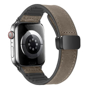 Magnetic Folding Silicone Leather Watch Band For Apple Watch Ultra 49mm / Series 8&7 45mm / SE 2&6&SE&5&4 44mm / 3&2&1 42mm (Taupe)