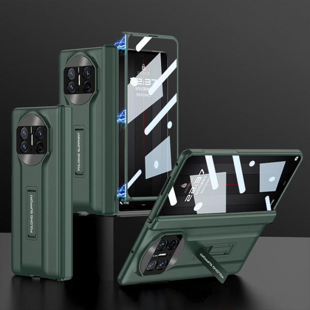 For Huawei Mate X3 GKK Integrated Magnetic Folding Hinge Supercar Phone Case(Night Green)