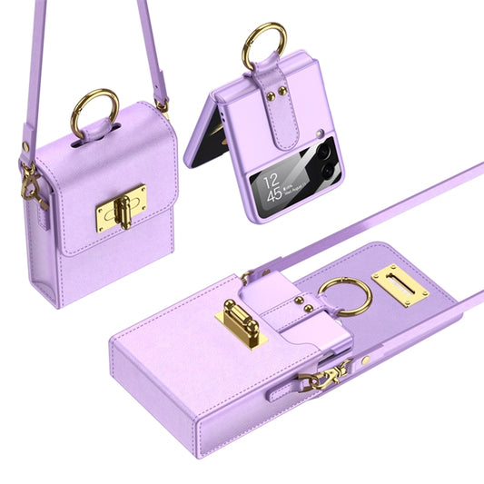 GKK Mini Backpack Plain Phone Bag + Phone Case with Ring For Samsung Galaxy Z Flip4 5G(Purple) - Galaxy Z Flip4 5G Cases by GKK | Online Shopping South Africa | PMC Jewellery | Buy Now Pay Later Mobicred