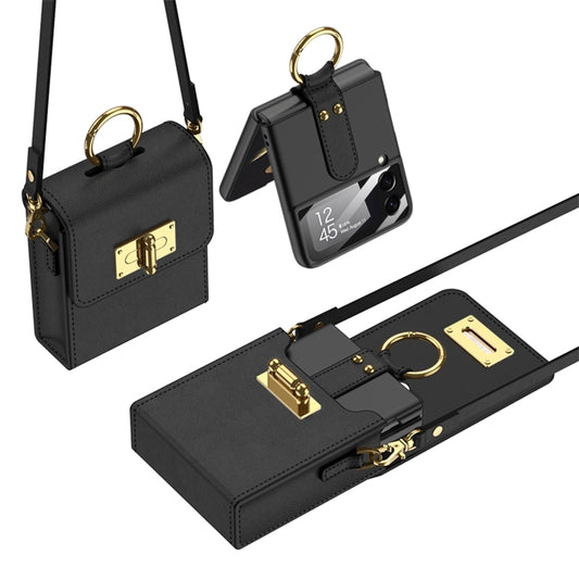 GKK Mini Backpack Plain Phone Bag + Phone Case with Ring For Samsung Galaxy Z Flip4 5G(Black) - Galaxy Z Flip4 5G Cases by GKK | Online Shopping South Africa | PMC Jewellery | Buy Now Pay Later Mobicred