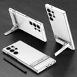 For Samsung Galaxy S23 Ultra 5G GKK Triumph Ultra-Thin Plain Leather Phone Case with Holder(Silver) - free shipping - PMC TechLife - Order now!