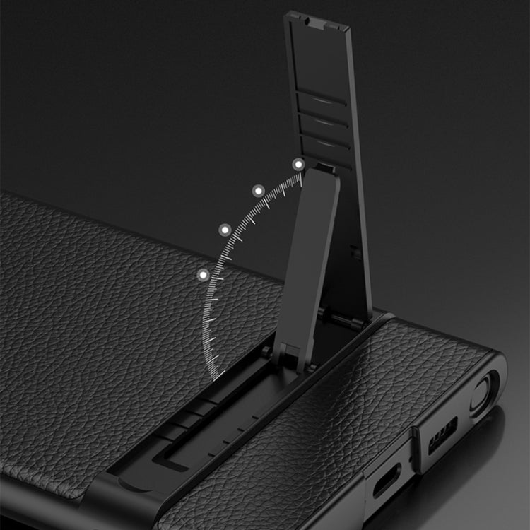 For Samsung Galaxy S23 Ultra 5G GKK Triumph Ultra-Thin Plain Leather Phone Case with Holder(Carbon Fiber) - free shipping - PMC TechLife - Order now!