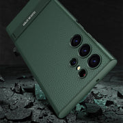 For Samsung Galaxy S23 Ultra 5G GKK Triumph Ultra-Thin Plain Leather Phone Case with Holder(Purple)