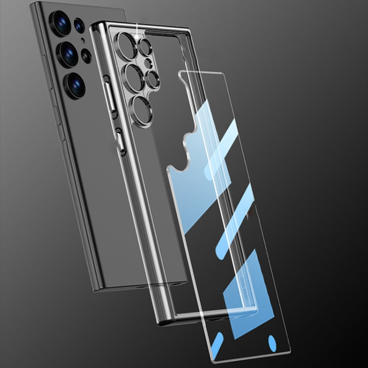 For Samsung Galaxy S23 Ultra 5G GKK Space Frame Transparent PC+TPU Phone Case(Transparent Black)