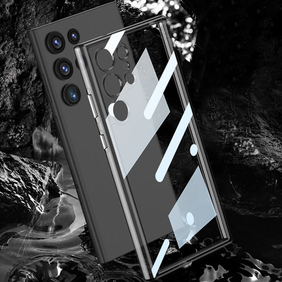 For Samsung Galaxy S23 Ultra 5G GKK Space Frame Transparent PC+TPU Phone Case(Transparent Black)