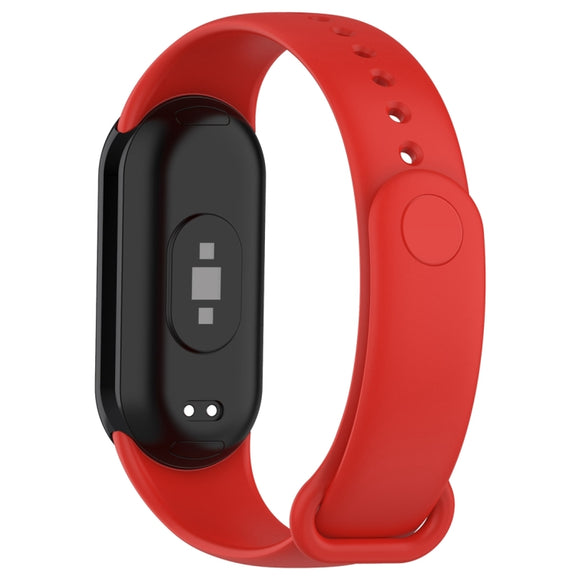 For Xiaomi Mi Band 8 Solid Color Silicone Plug Replacement Watch Band(Red)