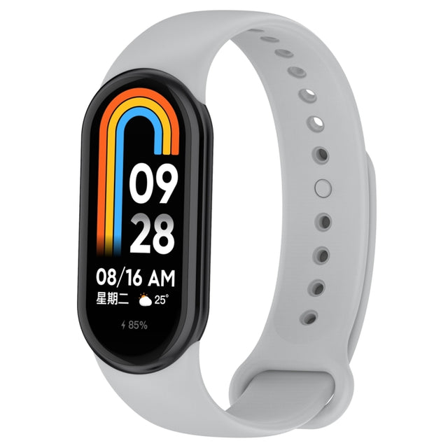 For Xiaomi Mi Band 8 Solid Color Silicone Plug Replacement Watch Band(Grey)
