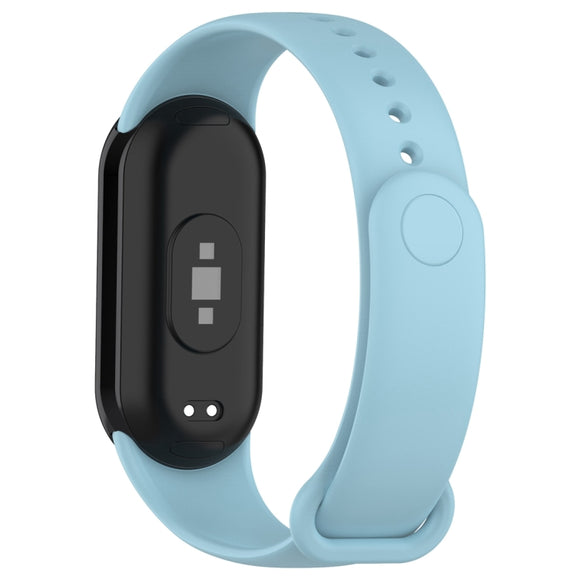 For Xiaomi Mi Band 8 Solid Color Silicone Plug Replacement Watch Band(Blue)