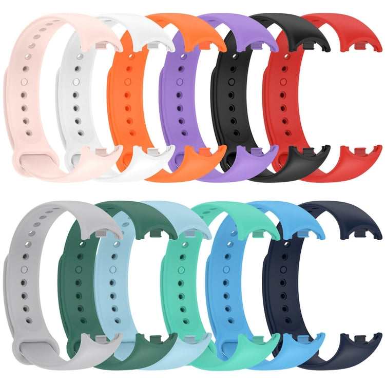For Xiaomi Mi Band 8 Solid Color Silicone Plug Replacement Watch Band(White)