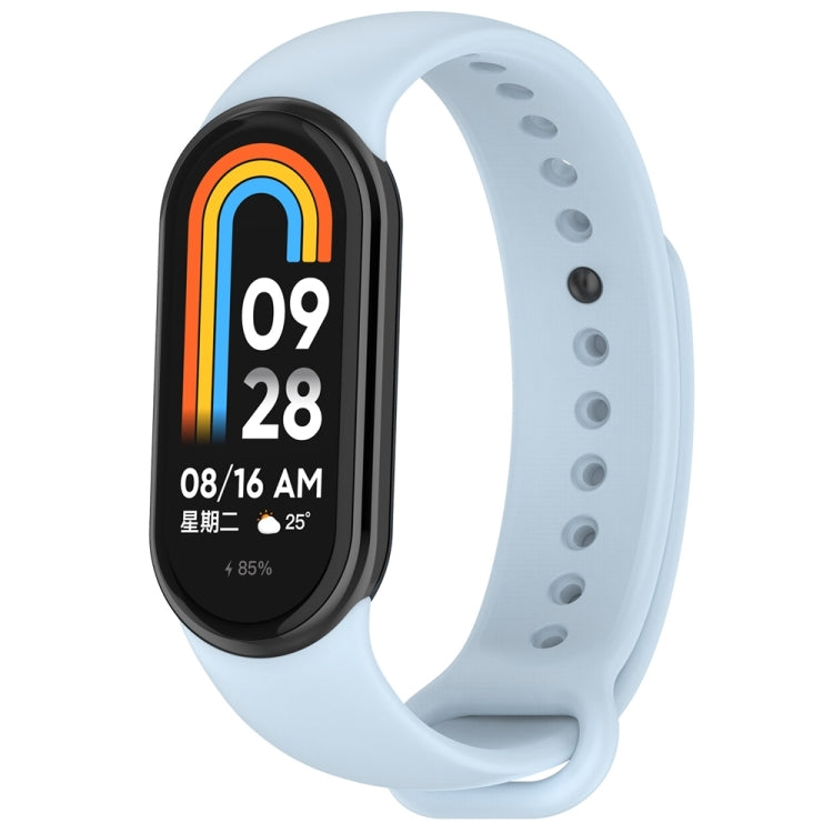For Xiaomi Mi Band 8 Solid Color Stainless Steel Plug Replacement Watch Band (Light Blue) - Watch Bands by PMC TechLife | Online Shopping South Africa | PMC TechLife