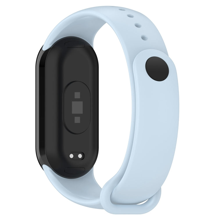 For Xiaomi Mi Band 8 Solid Color Stainless Steel Plug Replacement Watch Band (Light Blue) - Watch Bands by PMC TechLife | Online Shopping South Africa | PMC TechLife