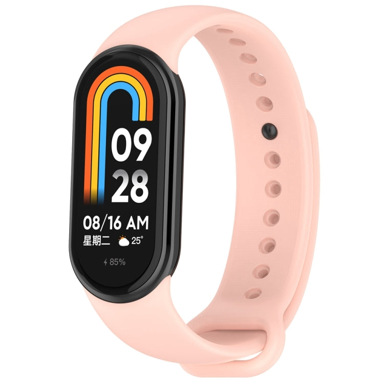 For Xiaomi Mi Band 8 Solid Color Stainless Steel Plug Replacement Watch Band (Light Pink) - Watch Bands by PMC TechLife | Online Shopping South Africa | PMC TechLife