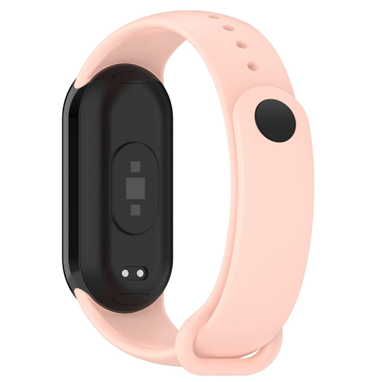 For Xiaomi Mi Band 8 Solid Color Stainless Steel Plug Replacement Watch Band (Light Pink)