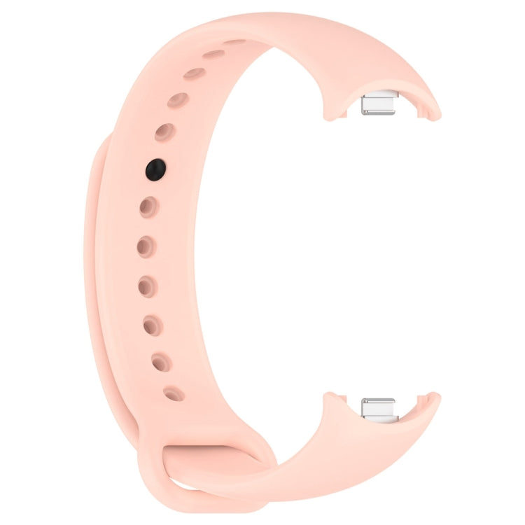 For Xiaomi Mi Band 8 Solid Color Stainless Steel Plug Replacement Watch Band (Light Pink)