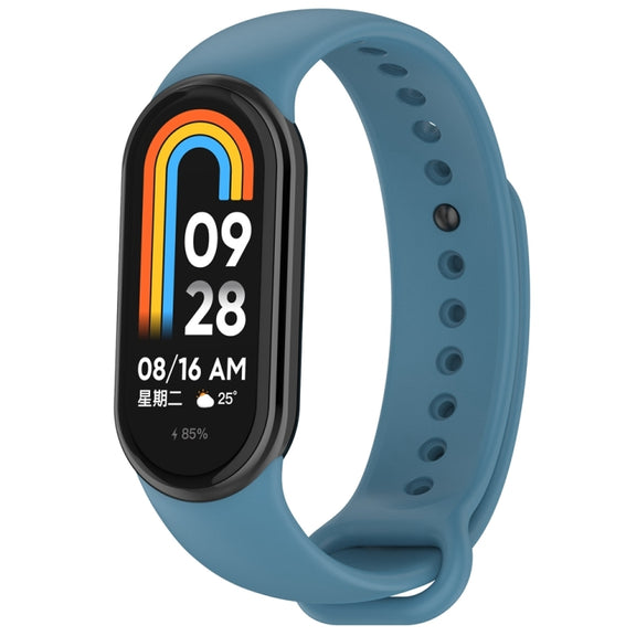 For Xiaomi Mi Band 8 Solid Color Stainless Steel Plug Replacement Watch Band (Blue)