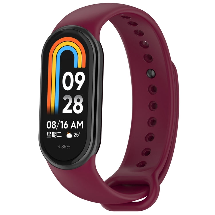For Xiaomi Mi Band 8 Solid Color Stainless Steel Plug Replacement Watch Band (Wine Red) - Watch Bands by PMC TechLife | Online Shopping South Africa | PMC TechLife